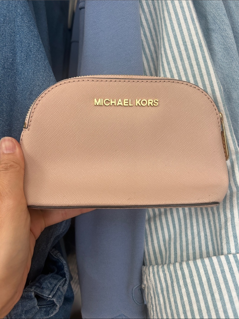 Michael Kors Light Blush Saffiano Leather Cosmetic Case